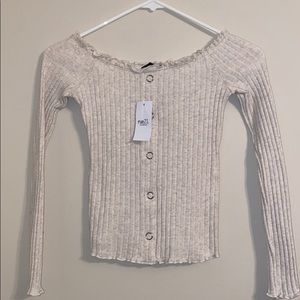 Stretchy off shoulder top long sleeve